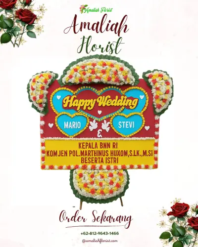 Karangan Papan Bunga Pernikahan di Cipelem